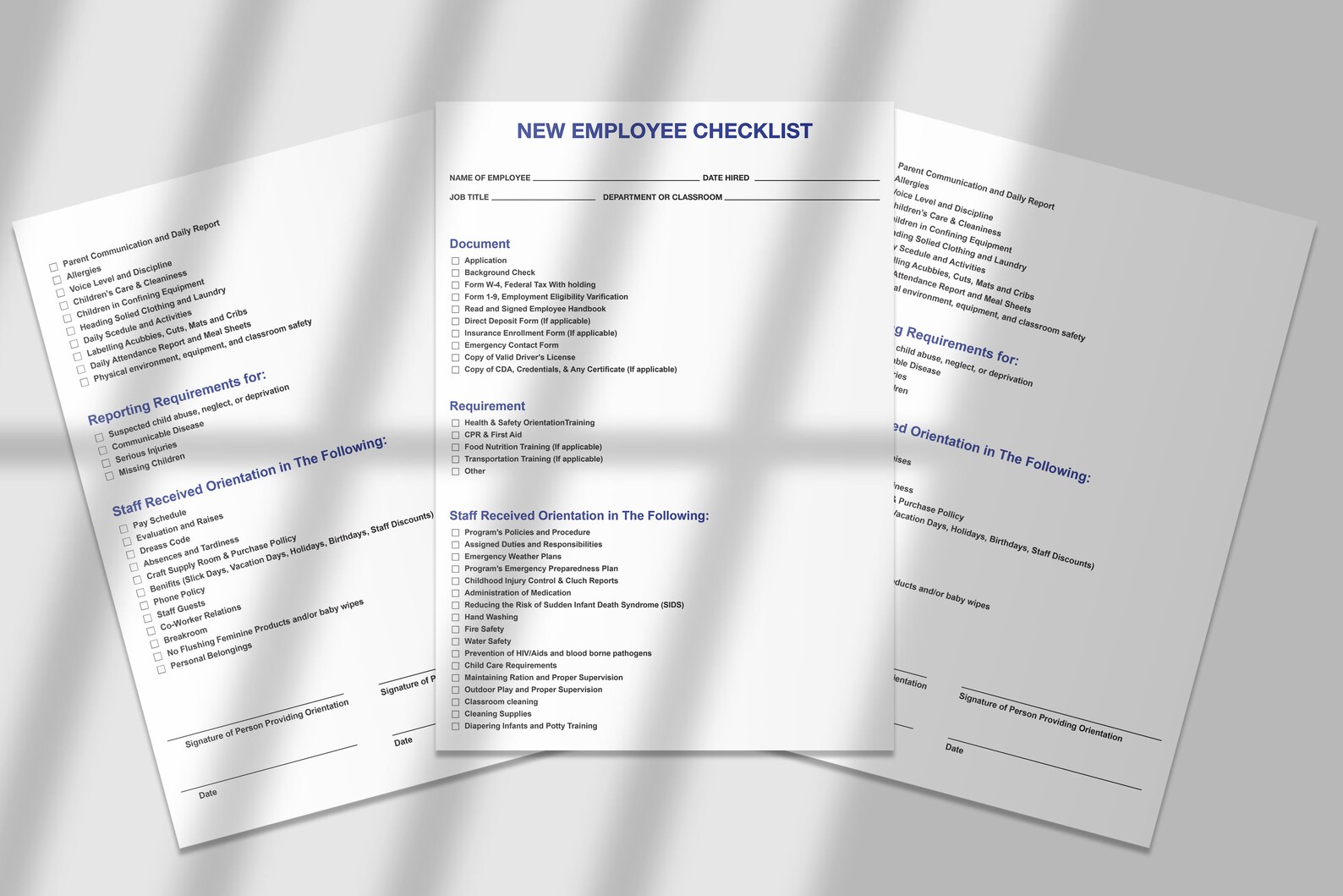Daycare Employee Orientation,daycare Employee Application - Etsy