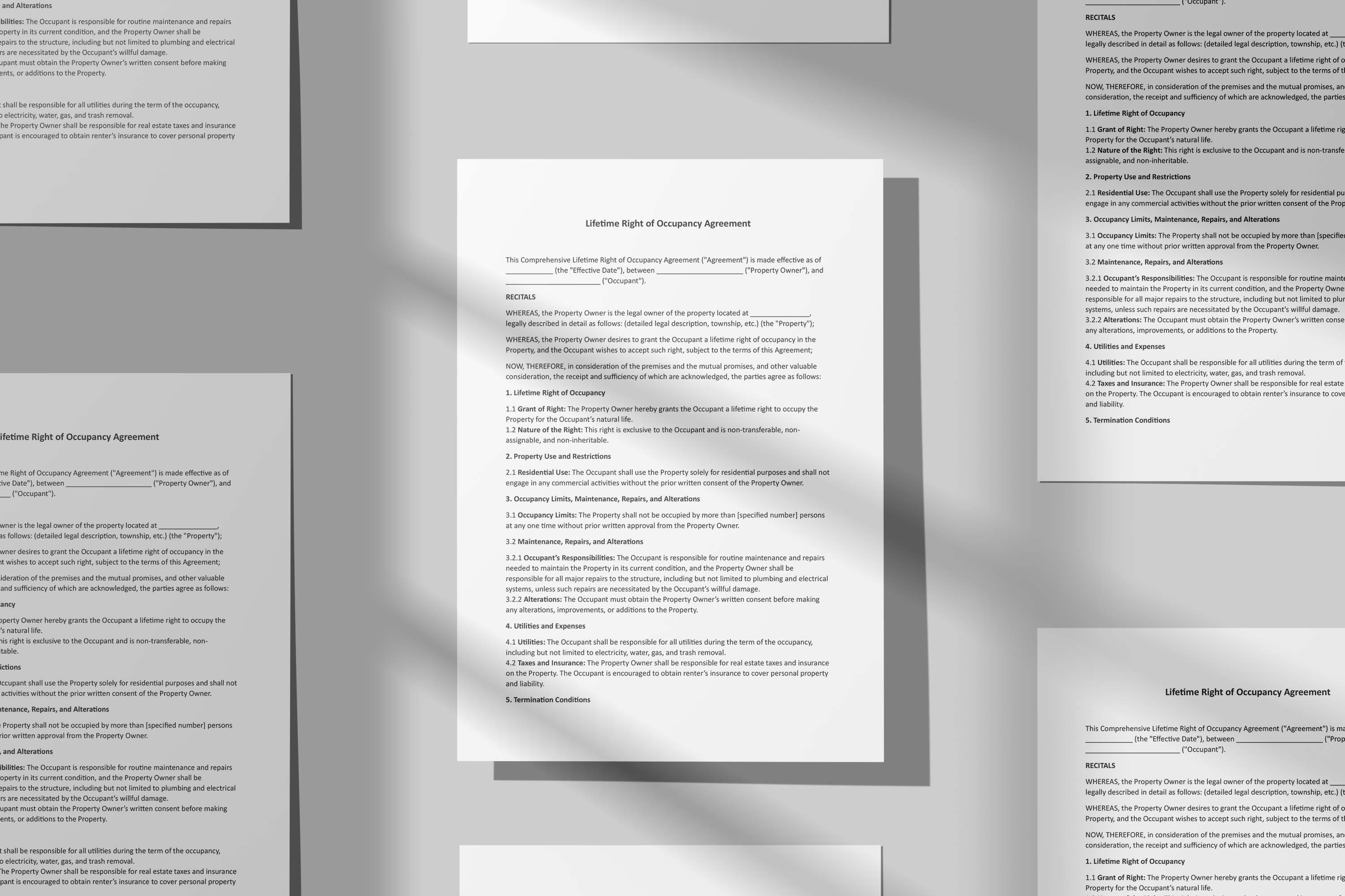 Lifetime Occupancy Agreement right of Occupancy Agreement lifetime Lifetime Occupancy Agreement right of Occupancy Agreement lifetime