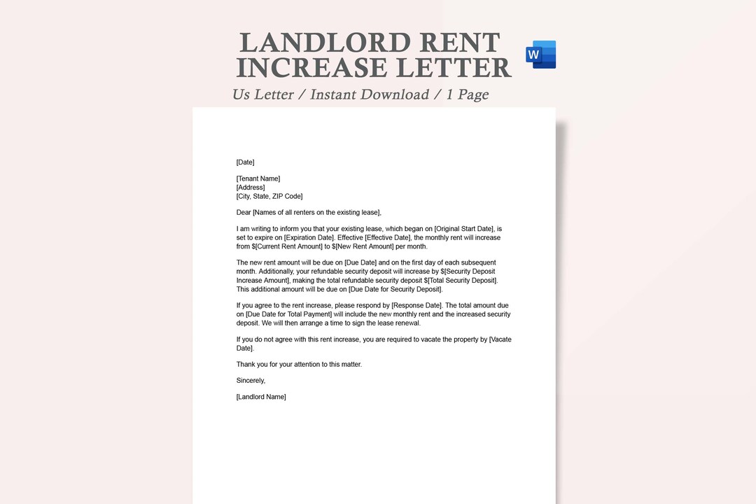 Rent Increase Letter,rental Increase Notice,rent Increase Notice,rental ...