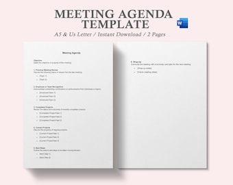 Plantilla de agenda de reunión, plantilla de agenda de reunión en Word, plantilla de formato de agenda de reunión, plantilla de ejemplo de agenda de reunión