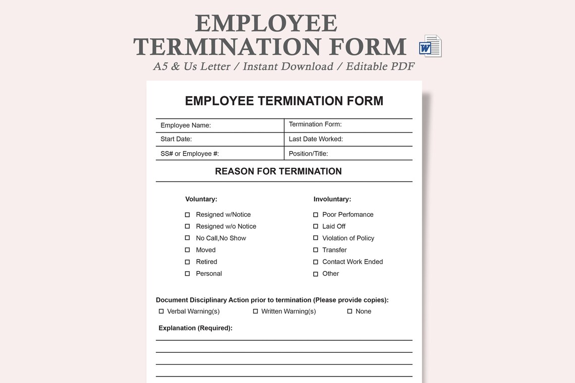 Employee Termination Form,write up Employee Form,letter of Job ...