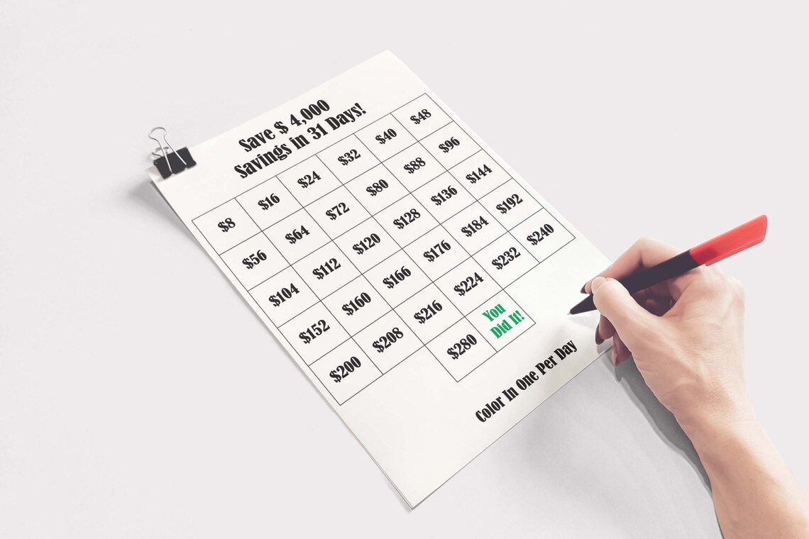 4,000 Money Saving Challenge,savings Tracker,money Saving Planner ...