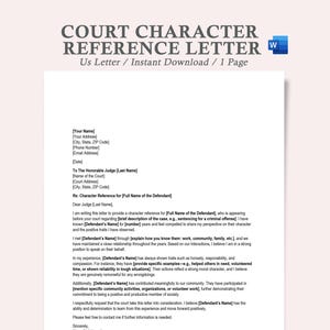 carta de referencia judicial, declaración de carácter para el tribunal, plantilla de carta de referencia judicial