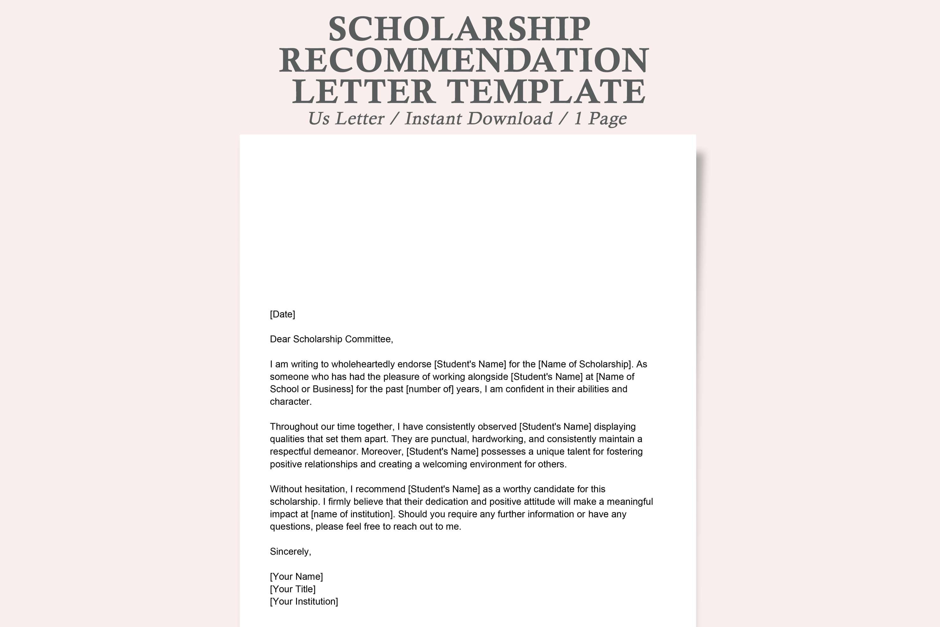 scholarship recommendation letter template,scholarship