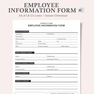 employee information form,new employee information form,employee information form template,employee contact information form
