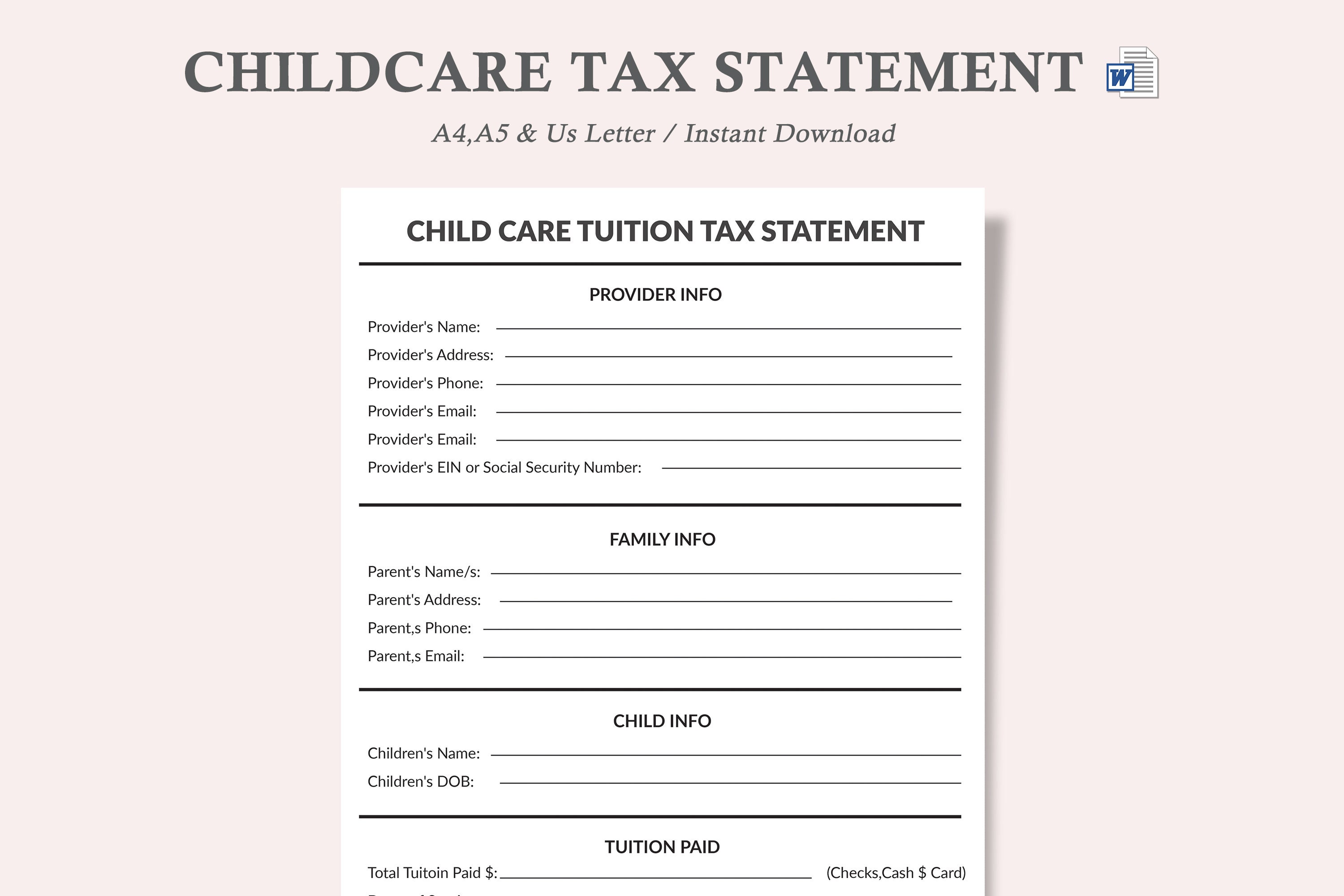 childcare-tax-statementchild-tax-statementdaycare-tax-etsy