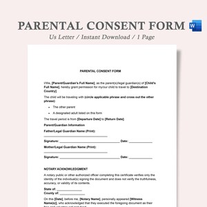 Formulario de consentimiento parental, carta de consentimiento parental para viajar, formulario de autorización parental para viajar, formulario de autorización parental para viajar