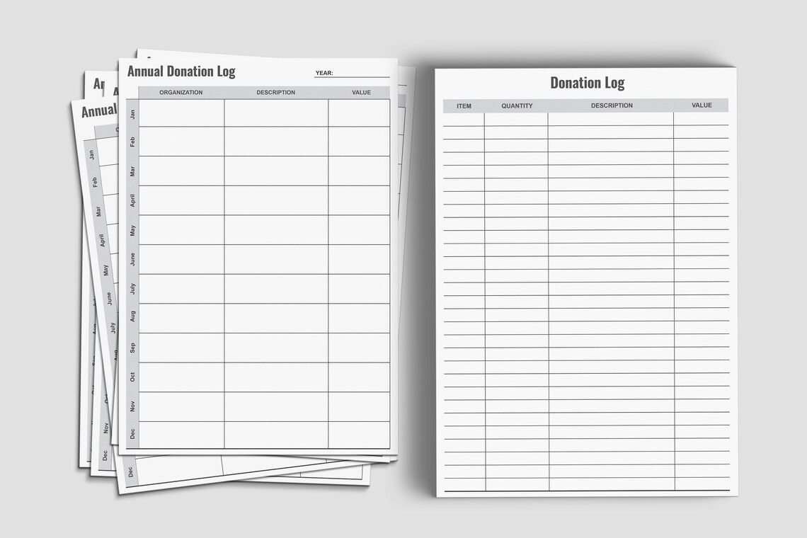 Donation Tracker,printable Donations Log,charity Log,contribution List
