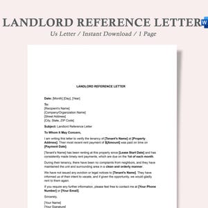 carta de recomendación de propietario, carta de recomendación de propietario, carta de recomendación de alquiler, plantilla de carta de referencia de alquiler
