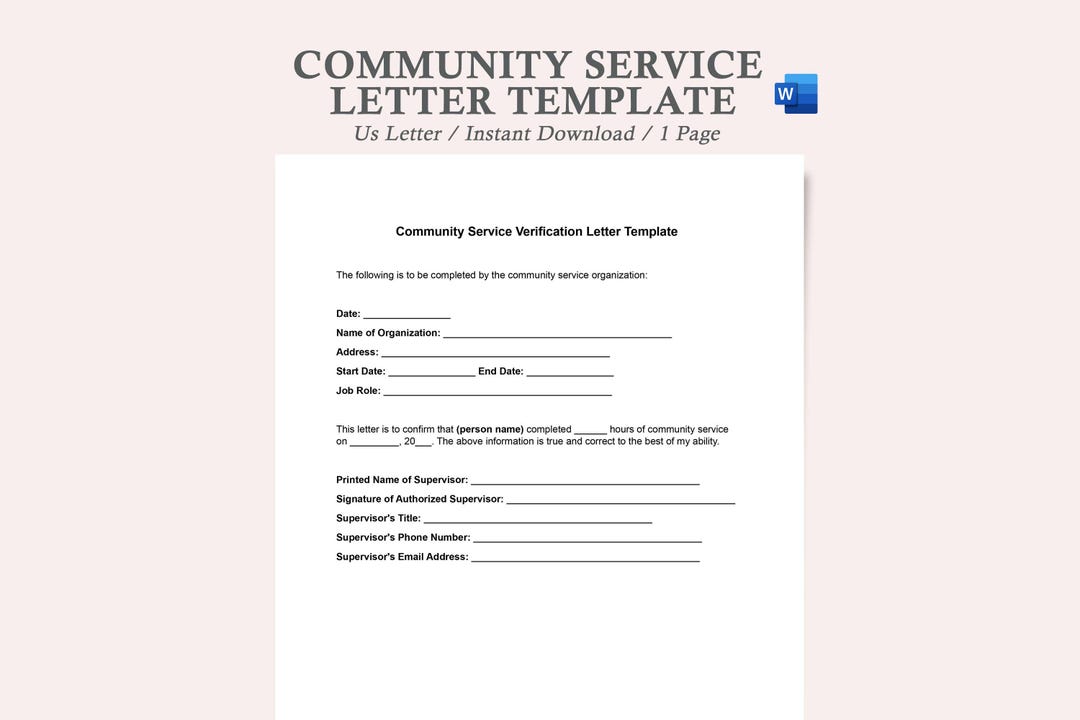 Community Service Letter Template,sample Community Service Letter for ...