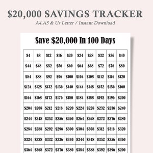 20000 money saving challenge,20k money challenge,20000 savings challenge printable,20k savings chart