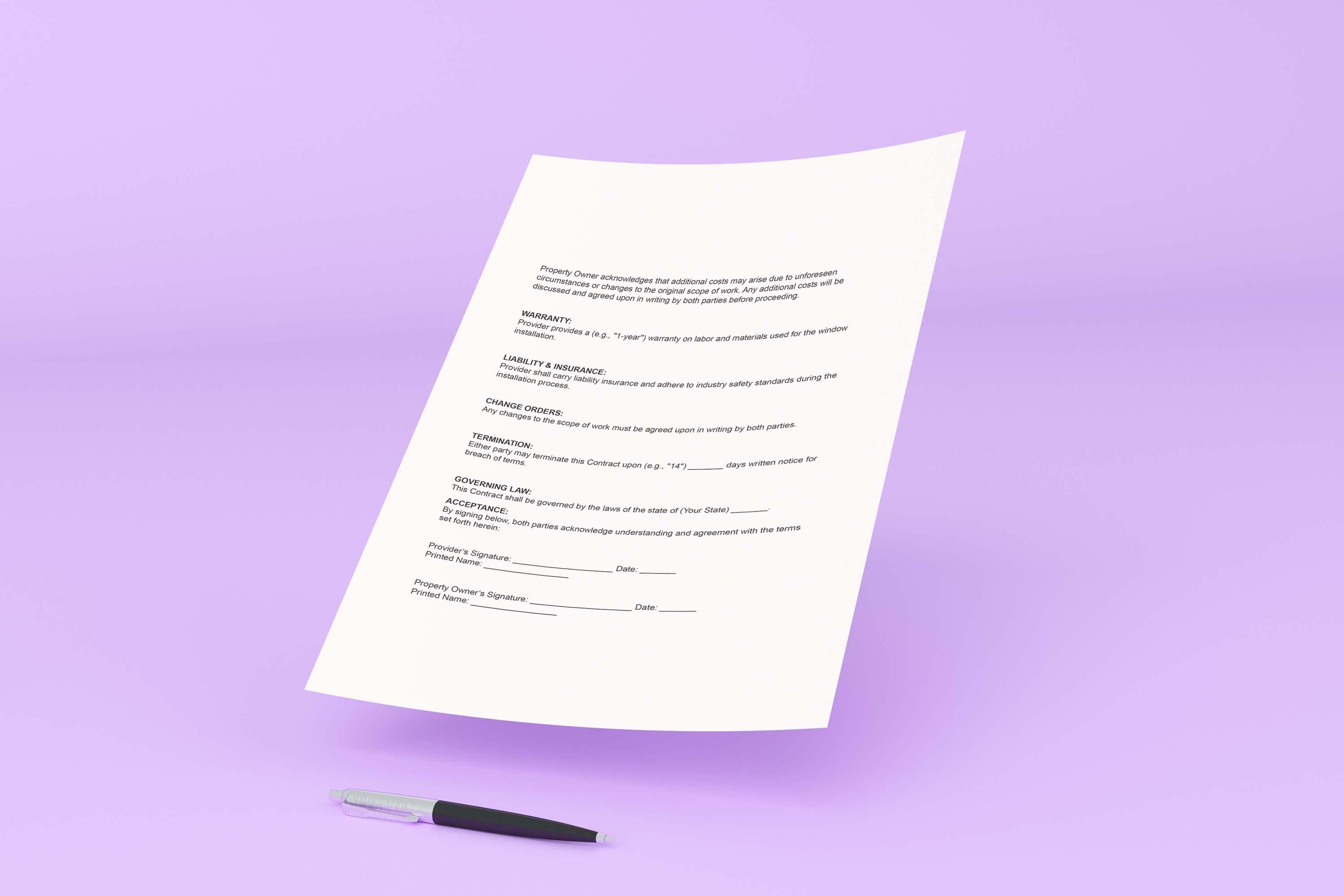 Installation Agreement Sample,installation Contract Template