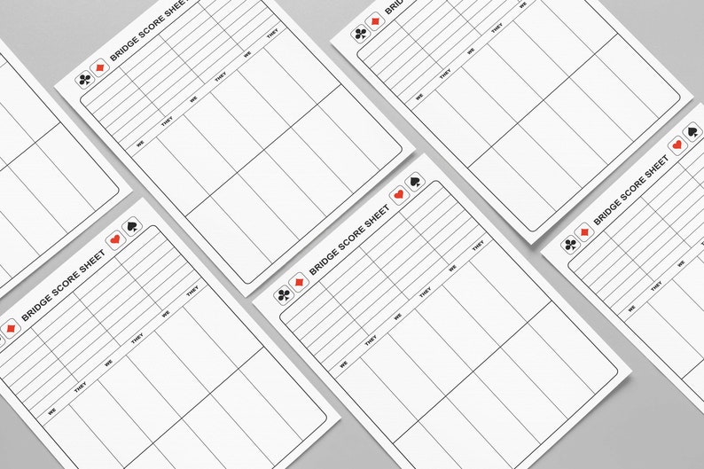 Bridge Score Sheet,bridge Score Sheet Printable,bridge Score Sheet ...