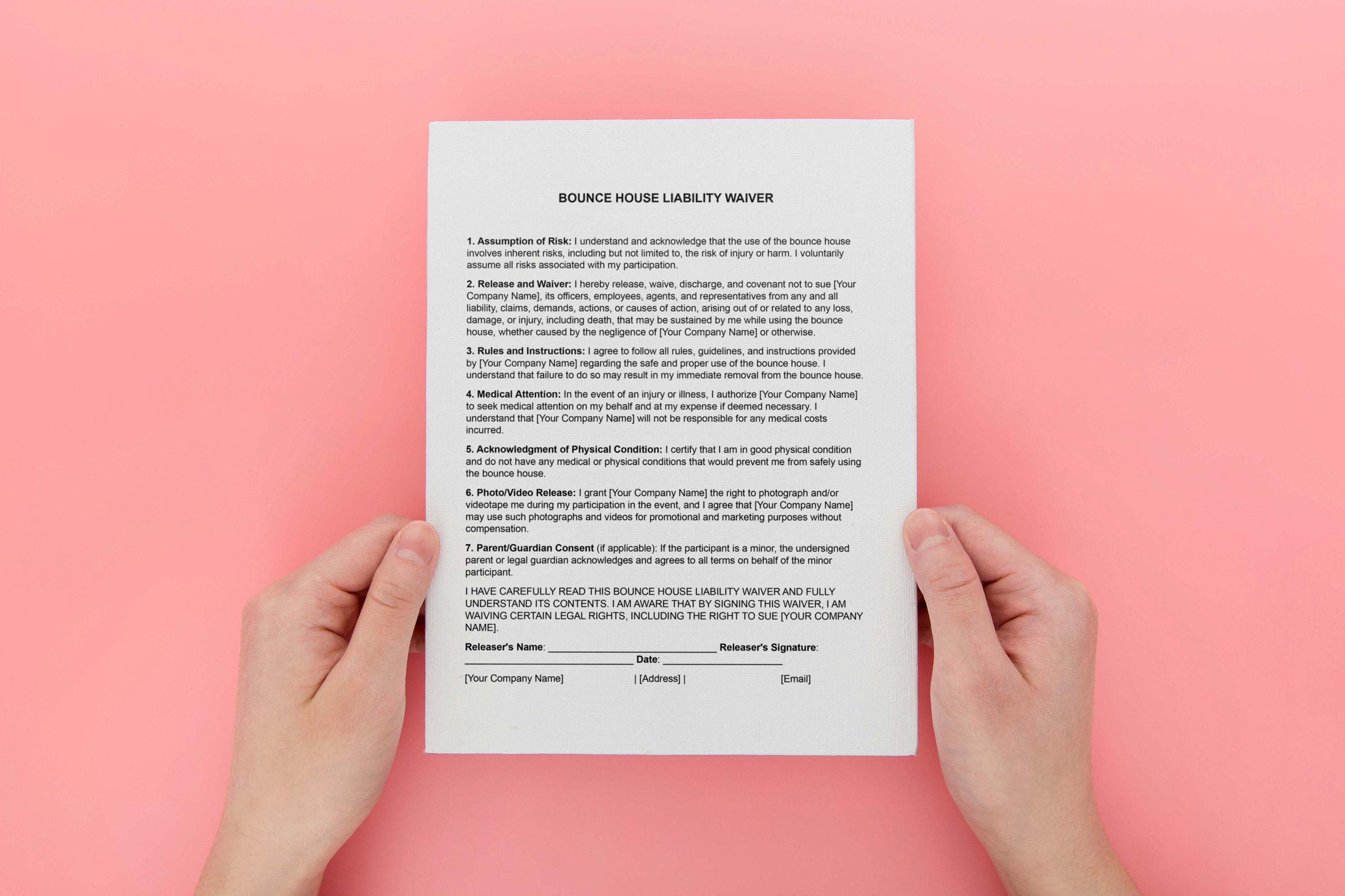 Bounce House Waiver Form,bounce House Liability Waiver Form,simple ...