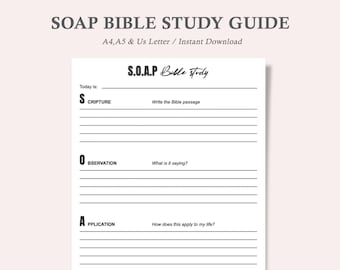 SOAP Bible Study,Bible Study,Prayer Journal,Bible Journal,Bible Study Journal,Bible Planner,Bible Study Notebook,A4,A5,Us Letter