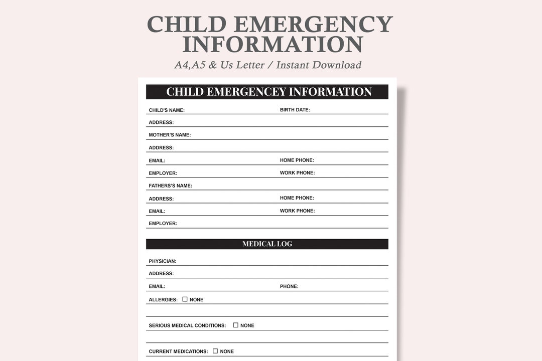 Emergency Contact Form for Daycare,childcare Emergency Contact Form Emergency Contact Form for Daycare,childcare Emergency Contact Form