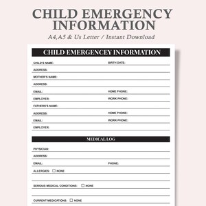 emergency contact form for daycare,daycare emergency form,daycare emergency form pdf