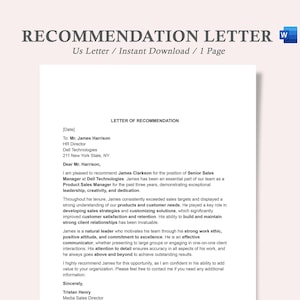 Carta de recomendación profesional, carta de recomendación, plantilla de carta de recomendación, plantilla de carta de recomendación en Word