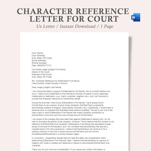 carta de referencia de carácter para el tribunal, declaración de carácter para el tribunal, plantilla de carta de referencia para el tribunal, plantilla de carta de carácter para el tribunal