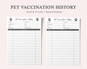 pet vaccinations etsy
