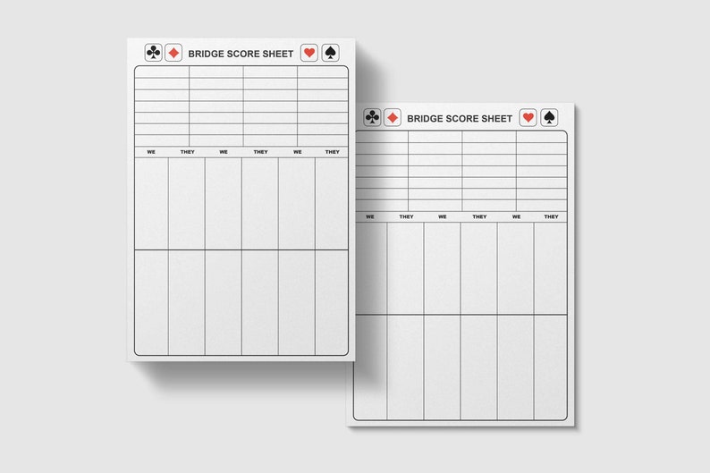 Bridge Score Sheet,bridge Score Pad,bridge Card Game,score Keeper,card ...