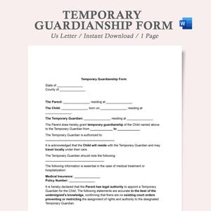 formulario de tutela temporal, formulario de acuerdo de tutela temporal, carta de tutela temporal, documento de tutela temporal