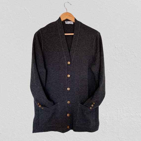 Vintage 1990s Charcoal Grey Cardigan - image 8