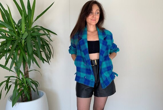 80s Vintage Plaid Statement Jacket/ 80s Checkered