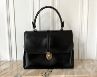 Vintage Small Black Leather Flap Bag