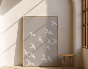 Flying Birds Printable Wall Art | Minimalist Neutral Scandinavian Decor (Digital Download)
