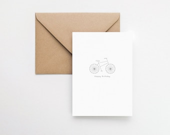 Tarjeta de felicitación minimalista de bicicleta de cumpleaños / diseño elemente