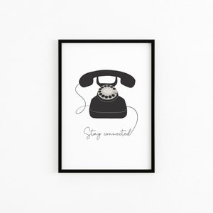 Telephone art print wall decor | vintage telephone a4 poster | elemente design