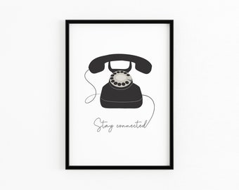 電話のアートプリント壁装飾 | ヴィンテージ電話A4ポスター | エレメントデザイン