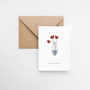 BFF verjaardagskaart, bloemen in vaas, een heerlijke groet, minimale bloemkunst, Bday Card Gift, Flower Pot Card