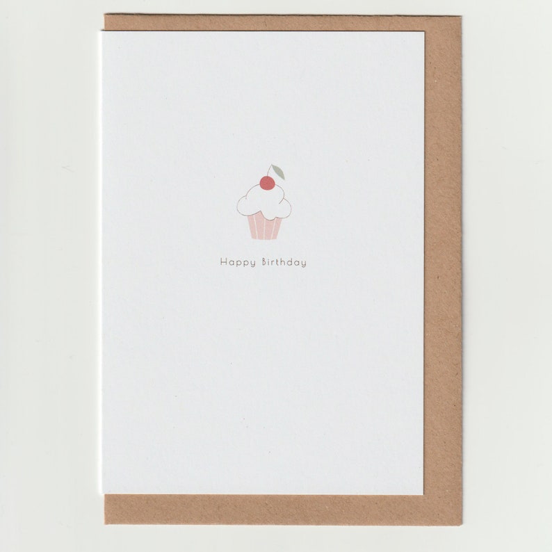 Minimalist cupcake birthday card / elemente design | Etsy
