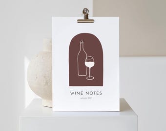2027 Wine Lover Calendar, Minimalist Wine Art, A4 Wall Decor (Digital Download)