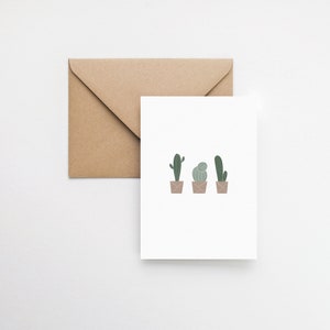 Trio de cactus / carte de vœux minimaliste / pot de plantes / design elemente