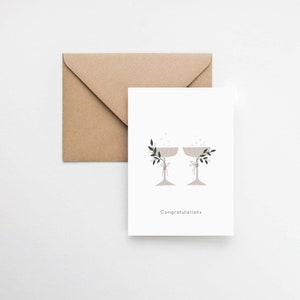 Biglietto d'auguri estetico per matrimonio CONGRATULAZIONI con bicchieri di champagne illustrati / Design Elemente