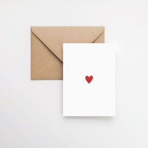 Hartkaart, perfect voor liefdesbriefjes en Valentijnsdagcadeaus voor hem en voor haar / eenvoudige minimalistische liefdeswenskaarten / jubileumkaart