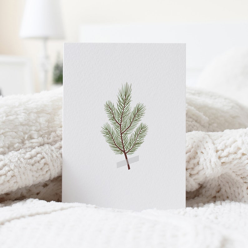 Eco-friendly Pine Branches Print Christmas Cards Festive Holiday Greetings Elemente Design