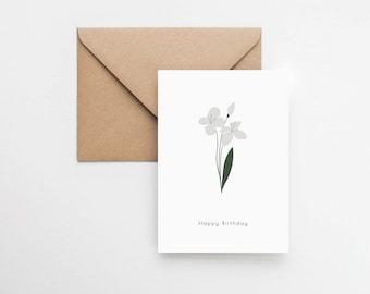 ミニマリストフラワーバースデーカード：環境に優しいデザイン