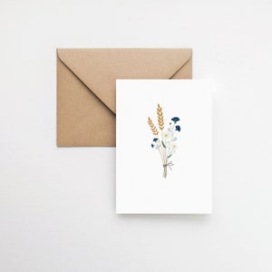 Biglietto d'auguri bouquet di fiori estivi / biglietti estetici con fiori illustrati per gli amanti della natura / biglietti d'arte minimalista / biglietti Boho
