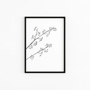 Botanical minimalist poster / aesthetic prints wall art / elegant wall decor / handdrawn art
