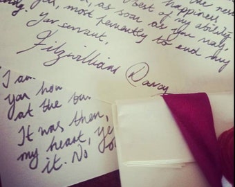 Carta de amor personalizada del Sr. Darcy. Regalo de Jane Austen. Aniversario. Carta de consuelo. Regalo de San Valentín. Regalo romántico. Regalo de boda.