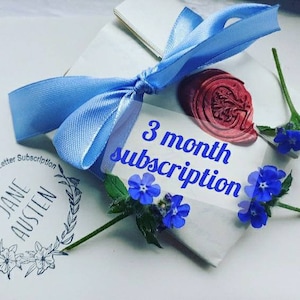 Suscripción de regalo de Jane Austen: 3 MESES de fanfiction. Cartas basadas en las novelas. Orgullo y prejuicio, etc. Regalo para el Día de la Madre. Regalo de la época de la Regencia.