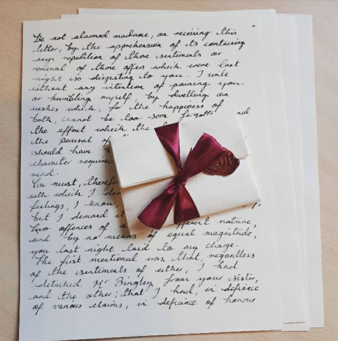 Mr Darcy letter to Elizabeth. Pride and Prejudice. Literary Etsy