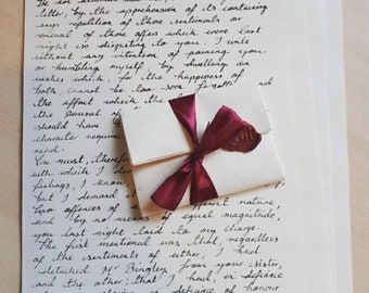 Brief van de heer Darcy: Pride and Prejudice, reproductiebrief met lakzegel, Jane Austen-cadeau.