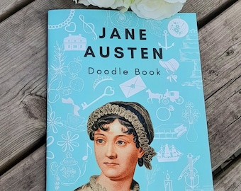 Jane Austen DOODLE book. Adult colouring book. Mindfulness self-care scrapbooking. Pride & Prejudice. Mr Darcy gift. Jane Austen Novels. Art