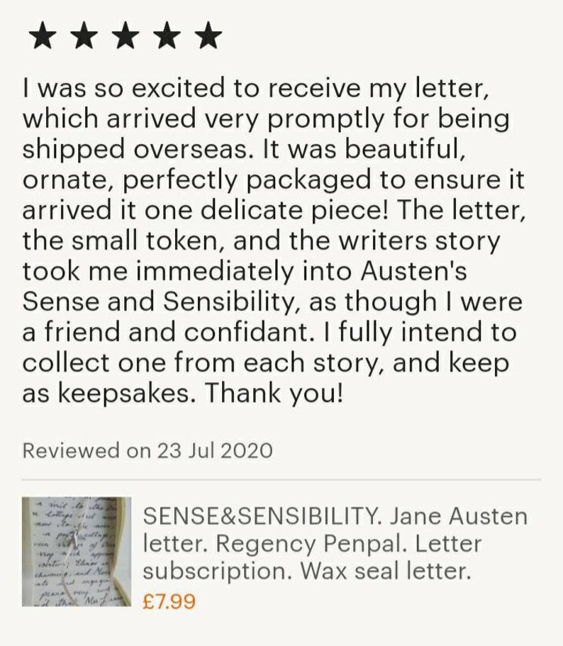 Persuasion Jane Austen Letter Fan Fiction Regency Penpal Etsy