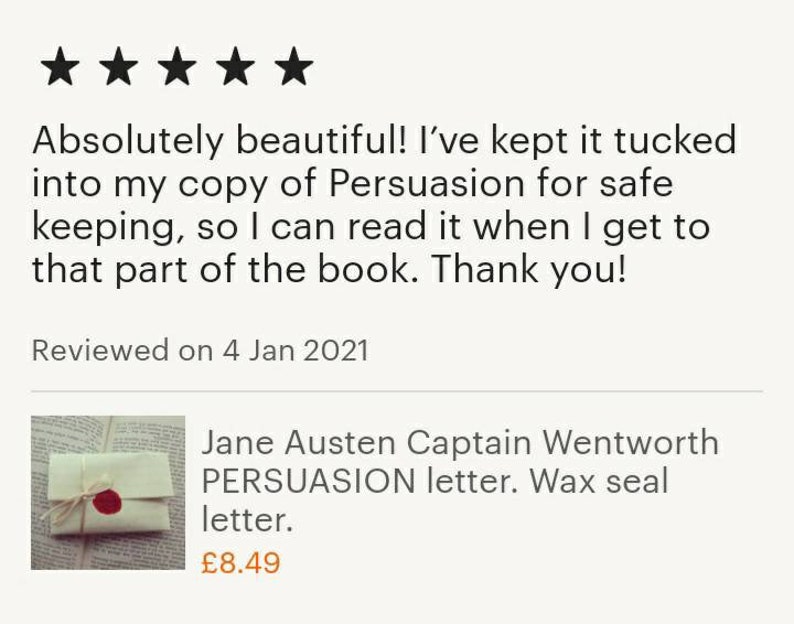 Captain Wentworth s Love Letter Jane Austen Persuasion Etsy UK